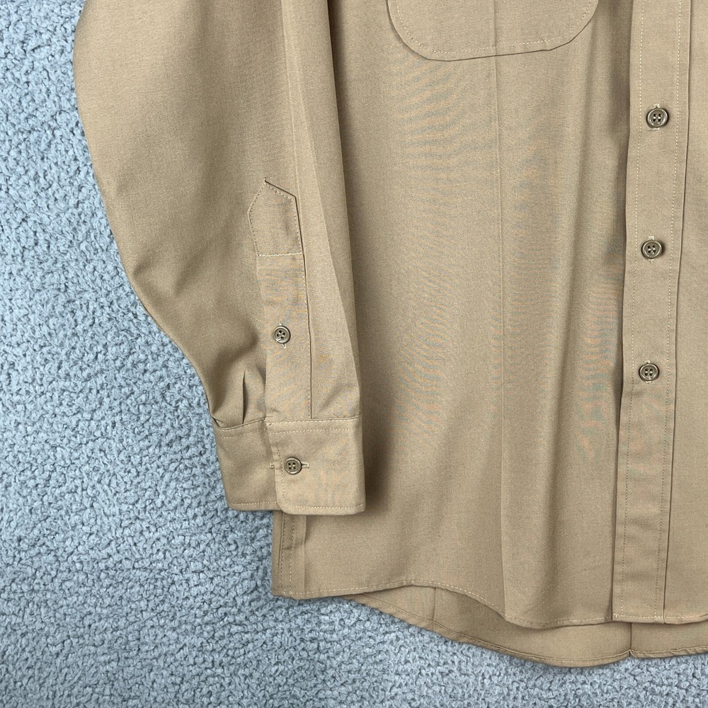 Vintage USMC Marines ACTWU Mens 16 33 Beige Uniform Shirt Polyester Wool Blend - Picture 5 of 13